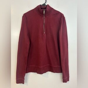 Burberry Brit Burgundy Cotton Quarter/Half Zip Pullover Sweater Size Medium